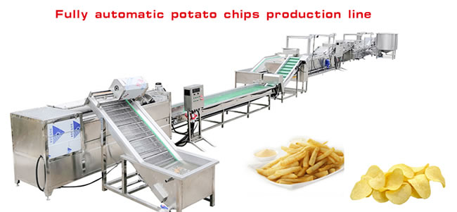 304 Stainless Steel 500kg/H Fully Automatic Potato Chips Processing Line Potato Chips Making Machine